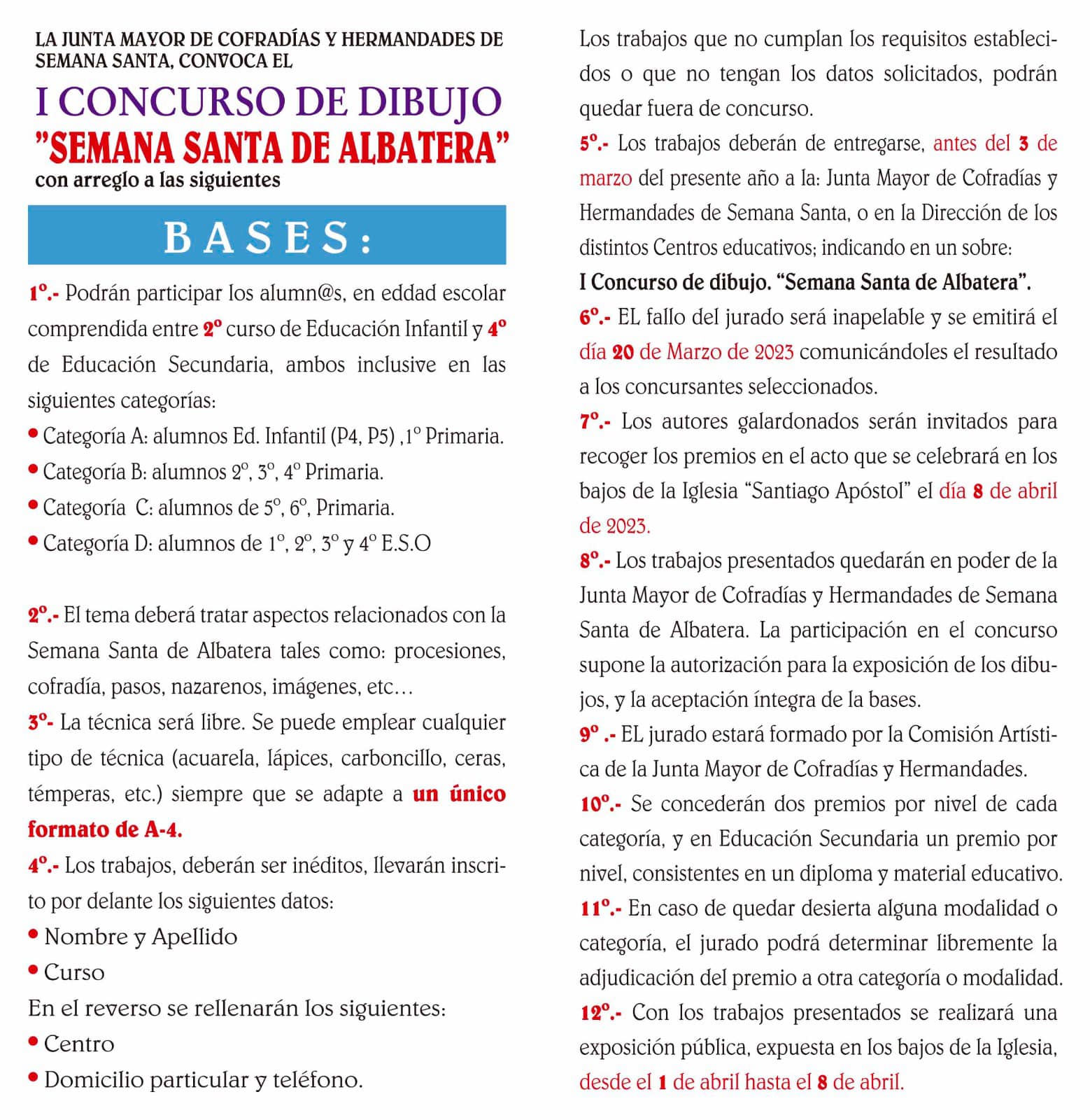 I Concurso de Dibujo “Semana Santa de Albatera” Fotografia3